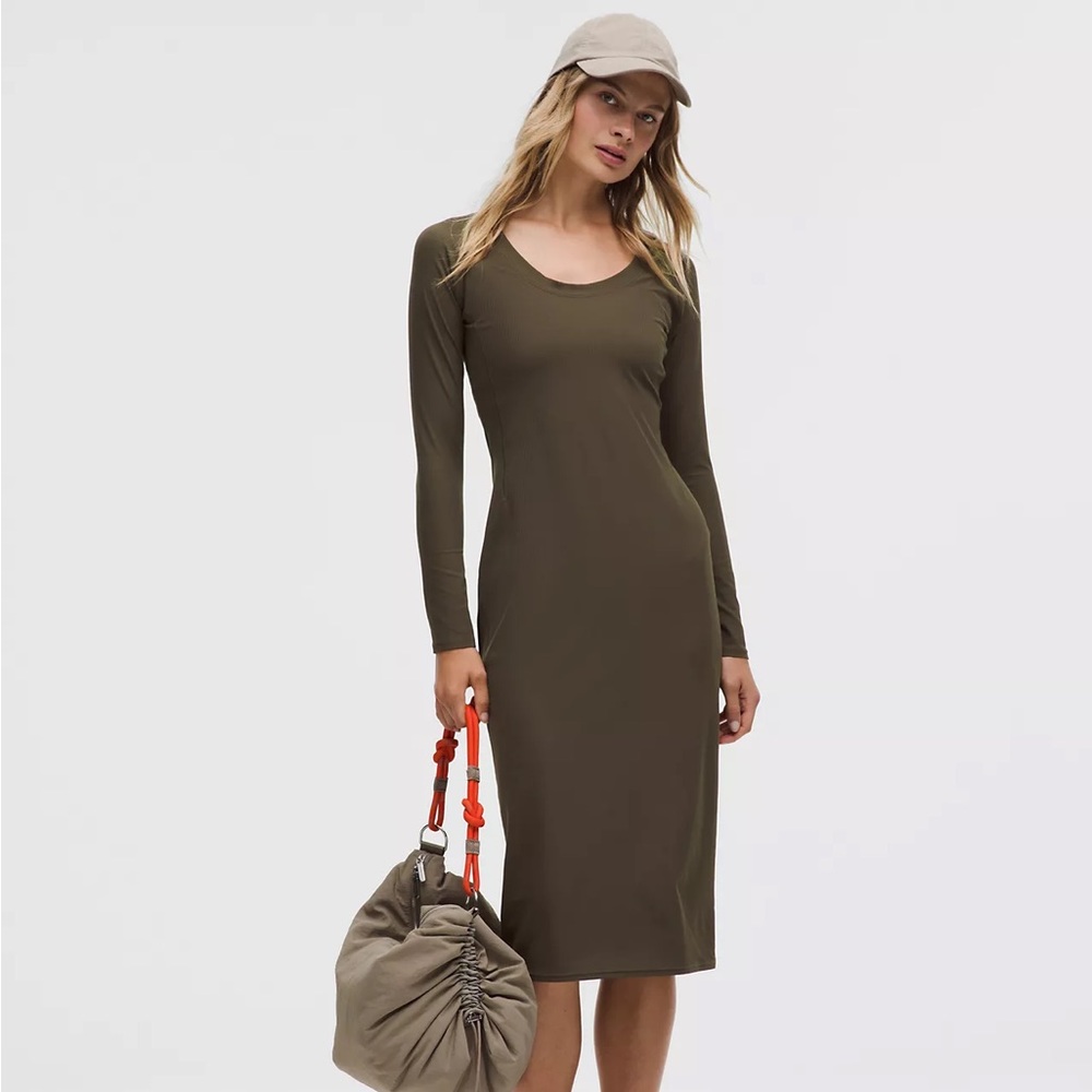 Lululemon All Aligned Ribbed Long-Sleeve Midi Dress